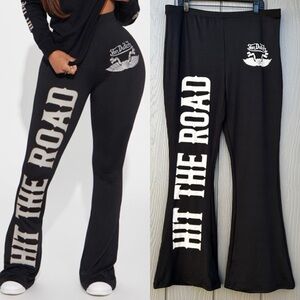 Von Dutch Hit The Road Black Flare Pants Plus Size 2X High Waist Bell Bottoms